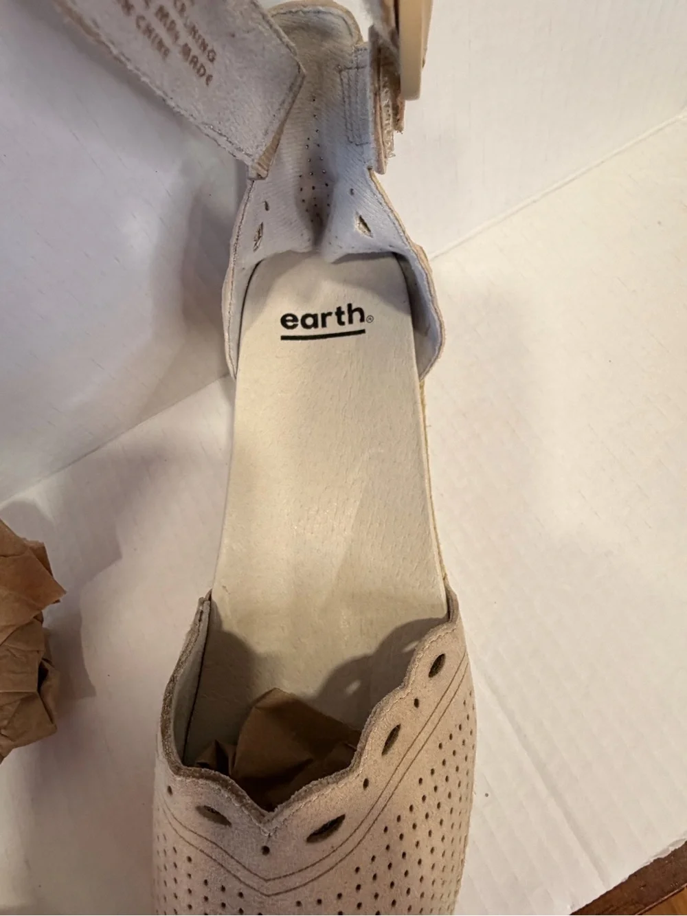 Earth Women's Modena Yarrow Sandal Size7 Espadrille Platfrom Akle Strap Tan
